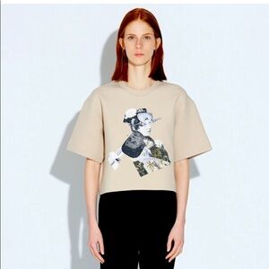 Graphic Beige Crop Top